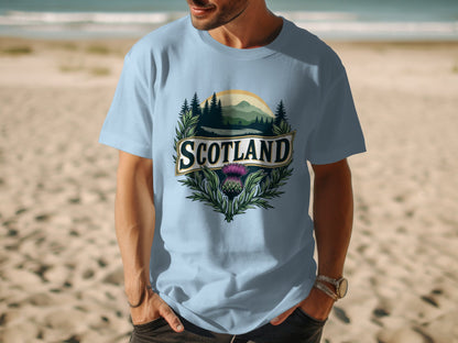 Scenic Scotland Emblem with Thistle Graphic T-Shirt - Living Stone Gifts