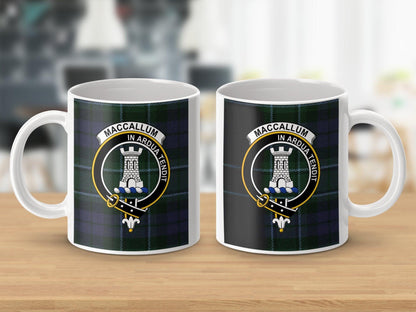 Maccallum Clan Crest In Ardua Tendit Tartan Mug - Living Stone Gifts