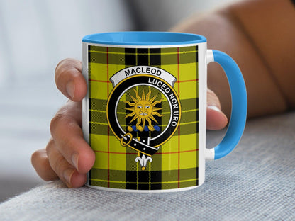 MacLeod Clan Crest with Tartan Pattern on Mug - Living Stone Gifts