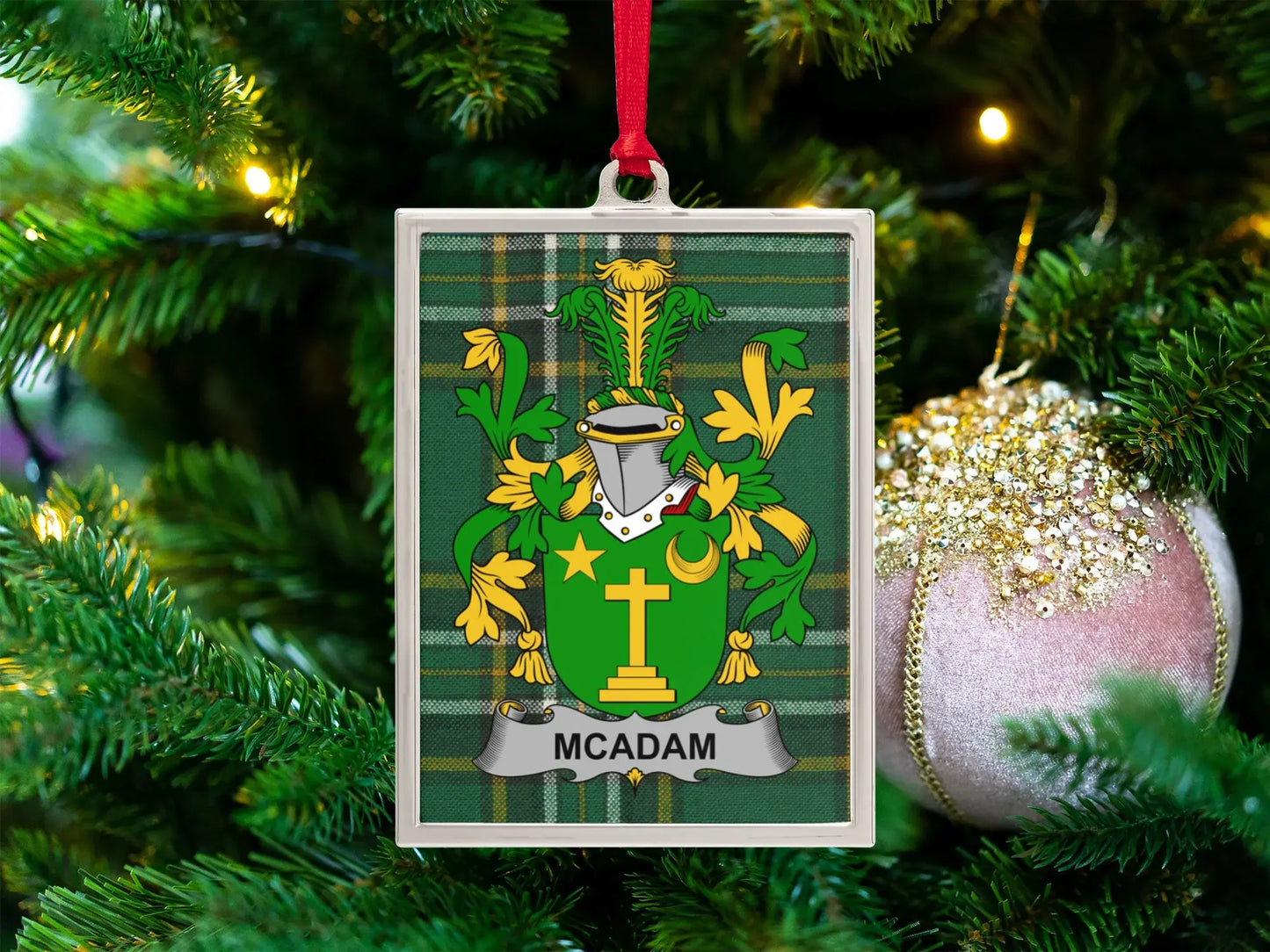 McAdam Family Crest Plaid Ornament Christmas product