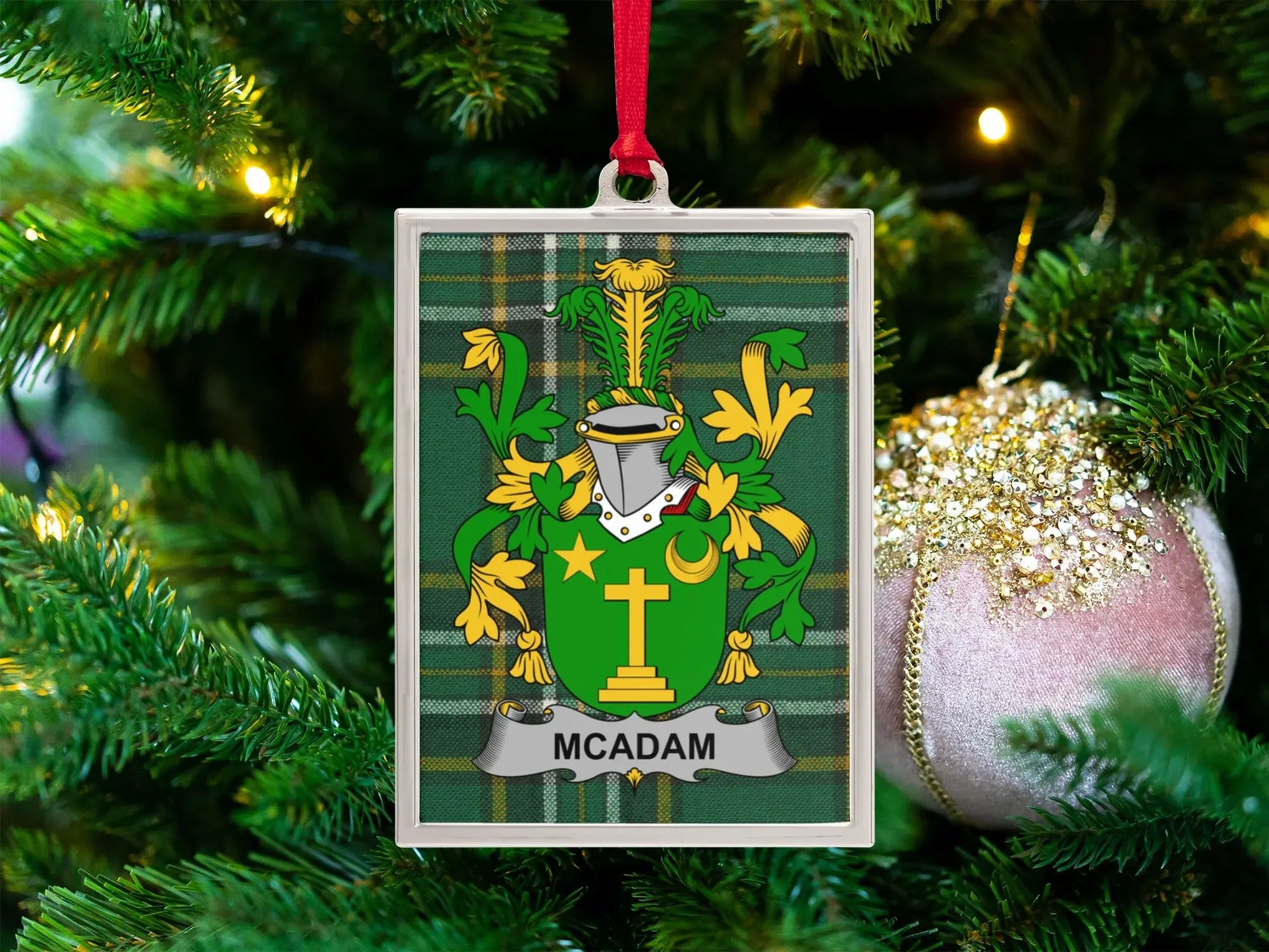 McAdam Family Crest Plaid Ornament Christmas product