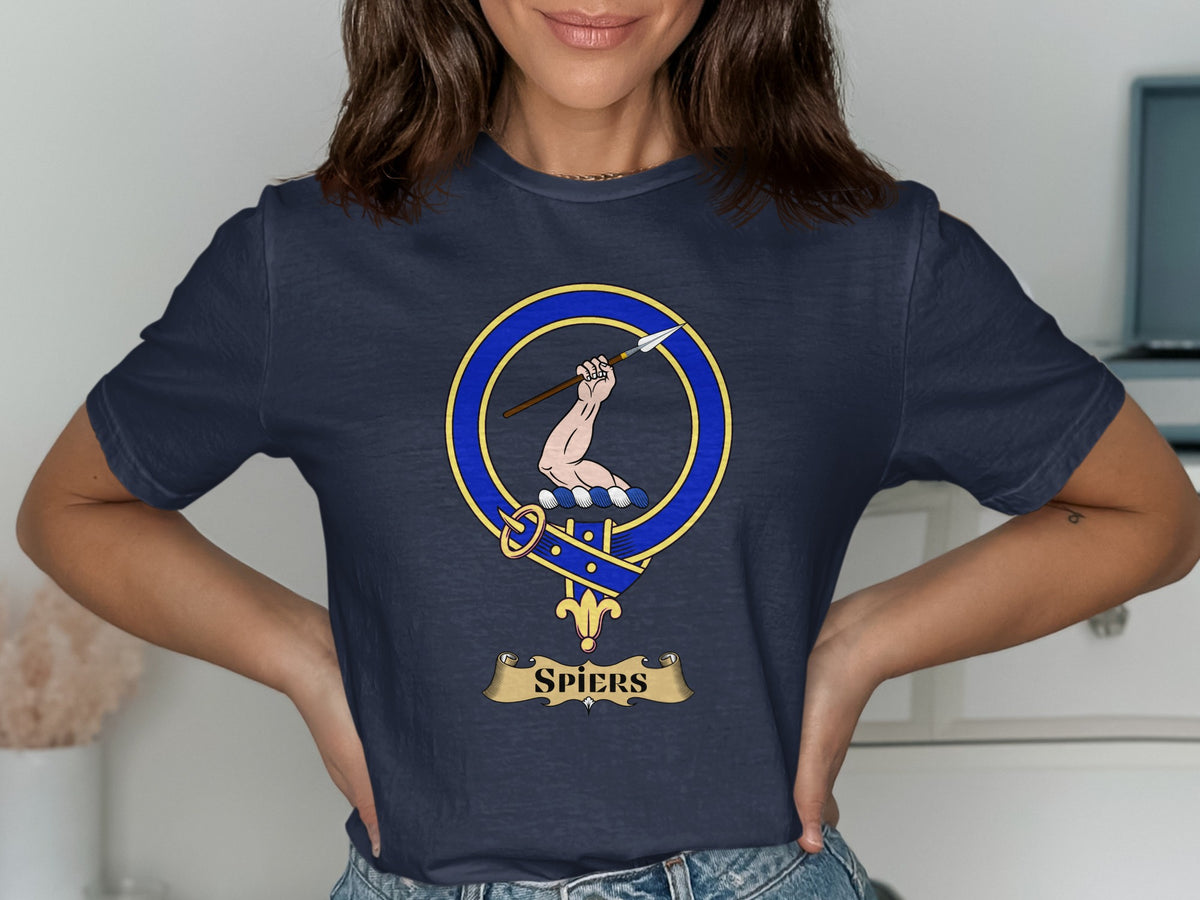 Spiers Scottish clan crest design on Navy T-shirt