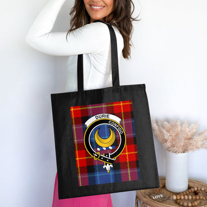 Clan Durie Scottish Crest Tartan Tote Bag - Living Stone Gifts