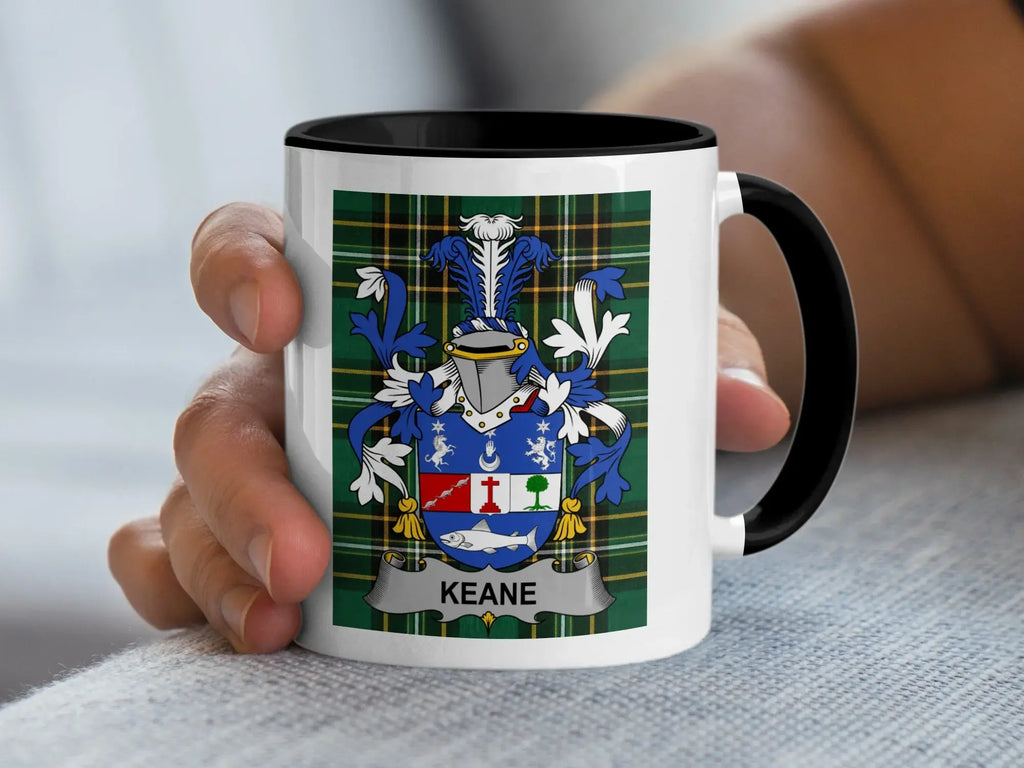 Keane Irish family crest black accent mug
