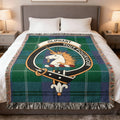 Clan Oliphant tartan woven blanket — 100% cotton with unicorn crest and tartan detail