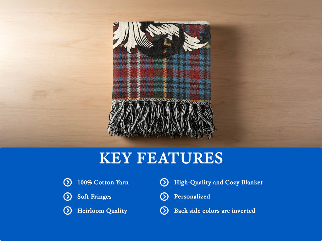 Features of the Alsington Scottish woven blanket in 100% premium cotton yarn