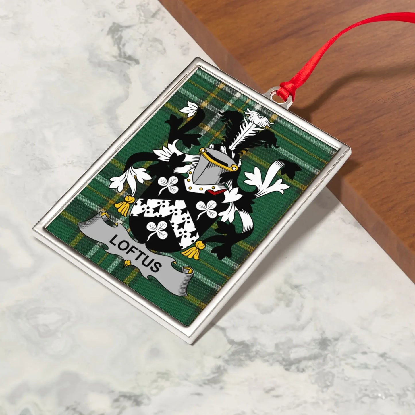 Loftus Family Crest Plaid Ornament product