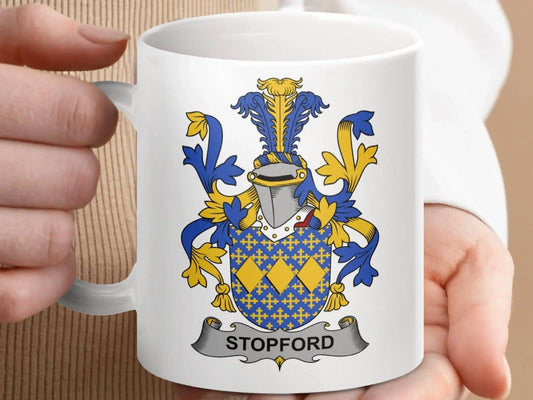 Stopford Family Crest Heraldry Shield Mug - Celtic Ancestry Gifts