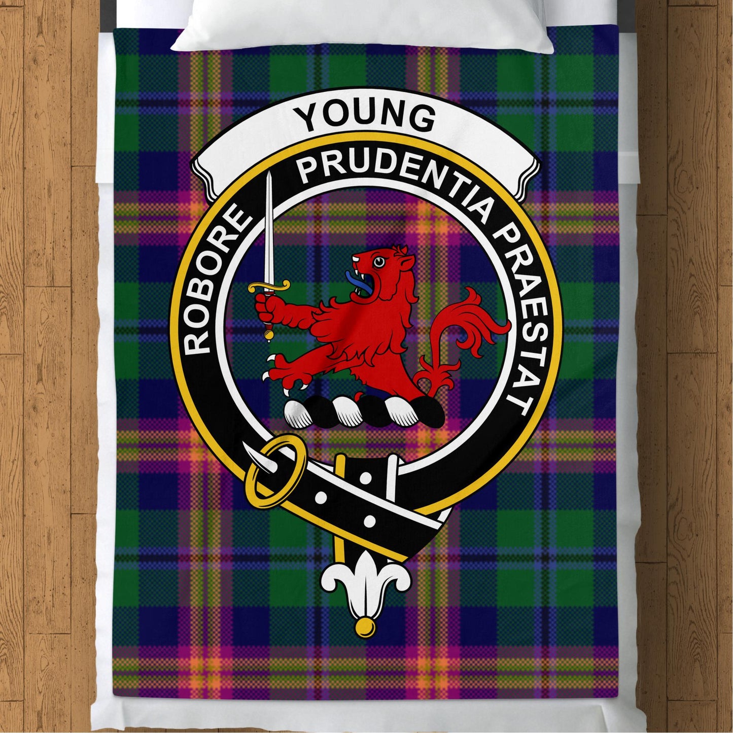 Scottish Clan Young Tartan Symbol Throw Blanket - Living Stone Gifts