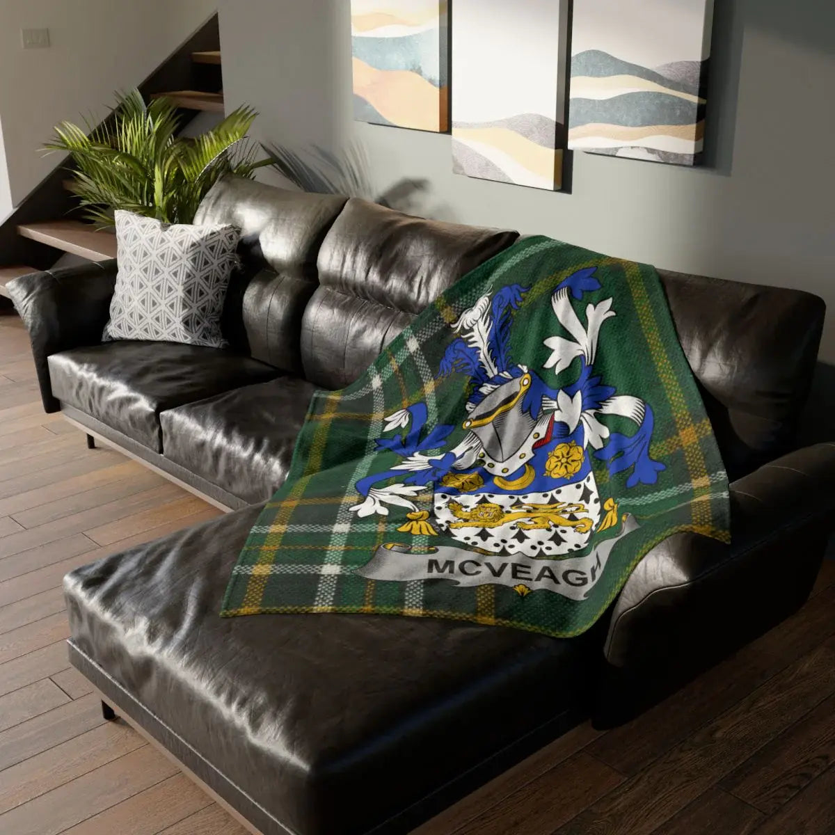 McVeagh Family Coat of Arms Tartan Blanket product type