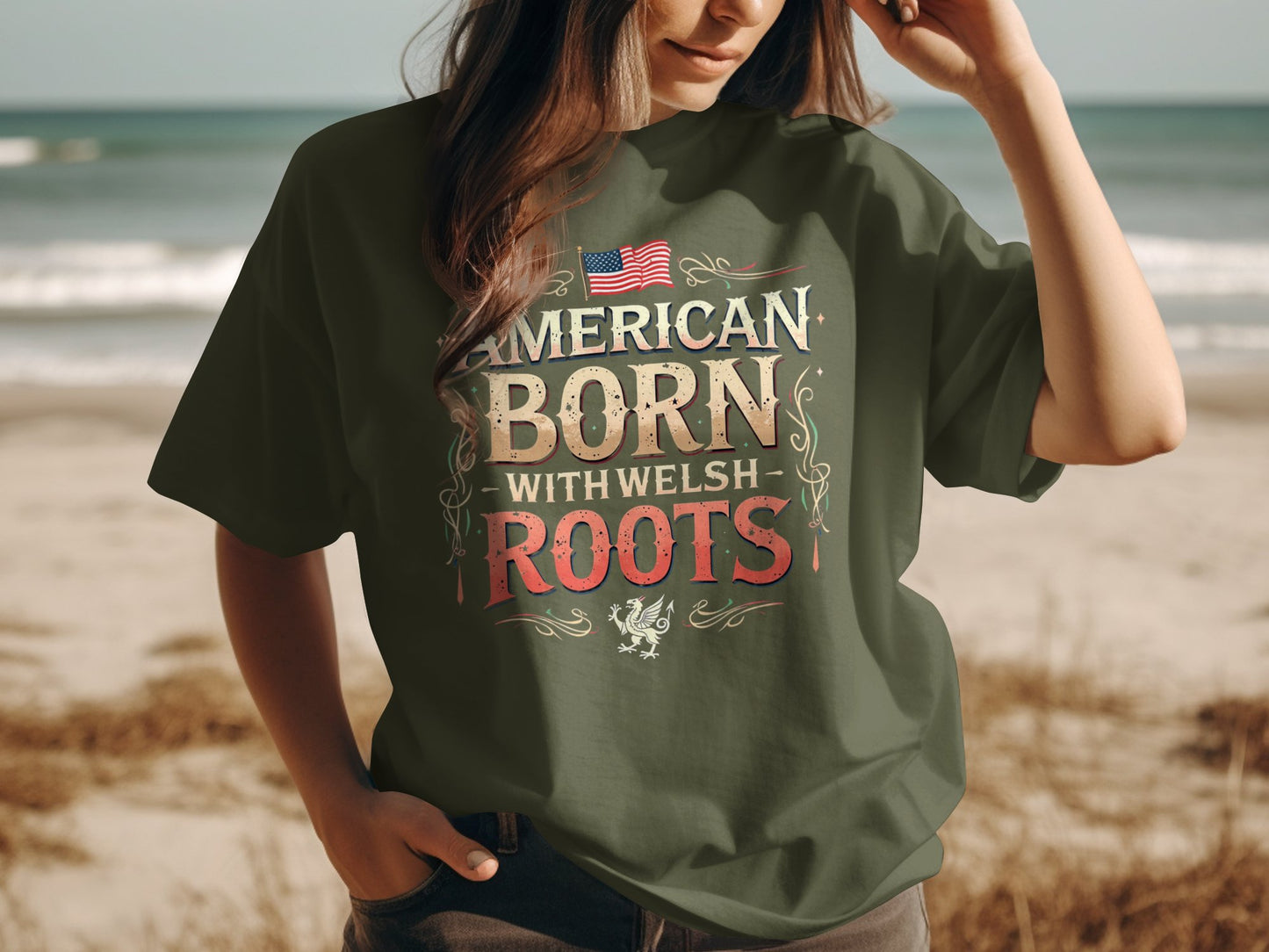 Patriotic American Born With Welsh Roots Graphic T-Shirt - Living Stone Gifts