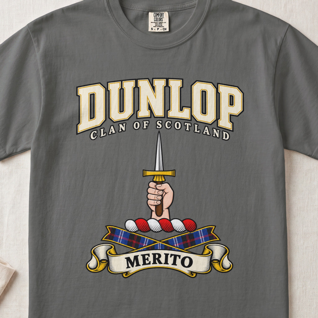 Dunlop Scottish clan graphic T-shirt in Pepper, front view