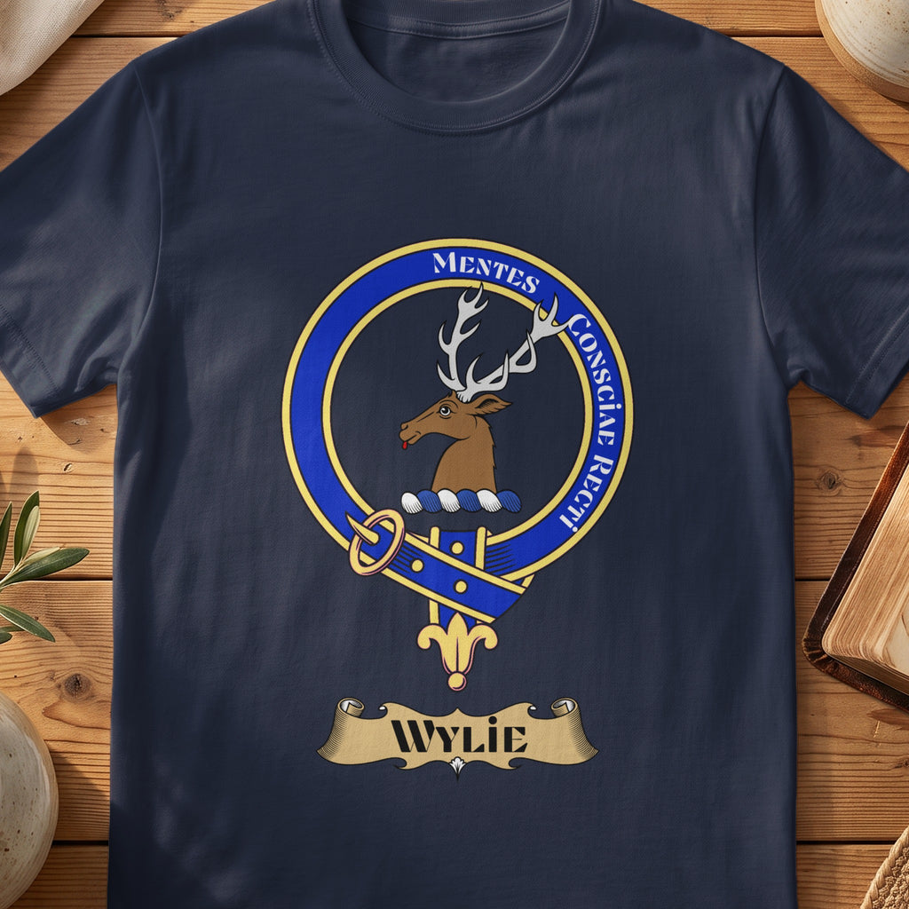 Wylie Scottish clan crest T-shirt in Navy