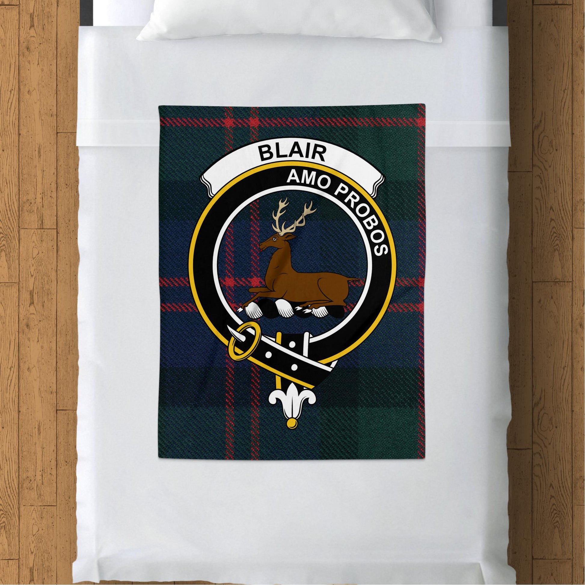 Scottish Clan Blair Crest Tartan Throw Blanket - Living Stone Gifts