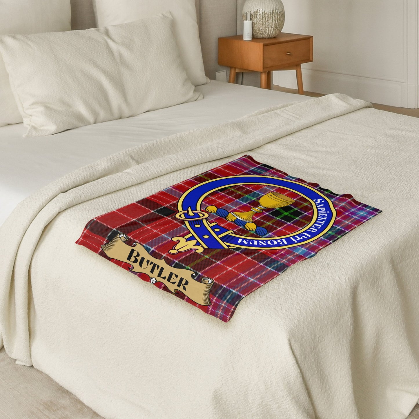 Butler Clan Crest Scottish Tartan Throw Blanket - Living Stone Gifts