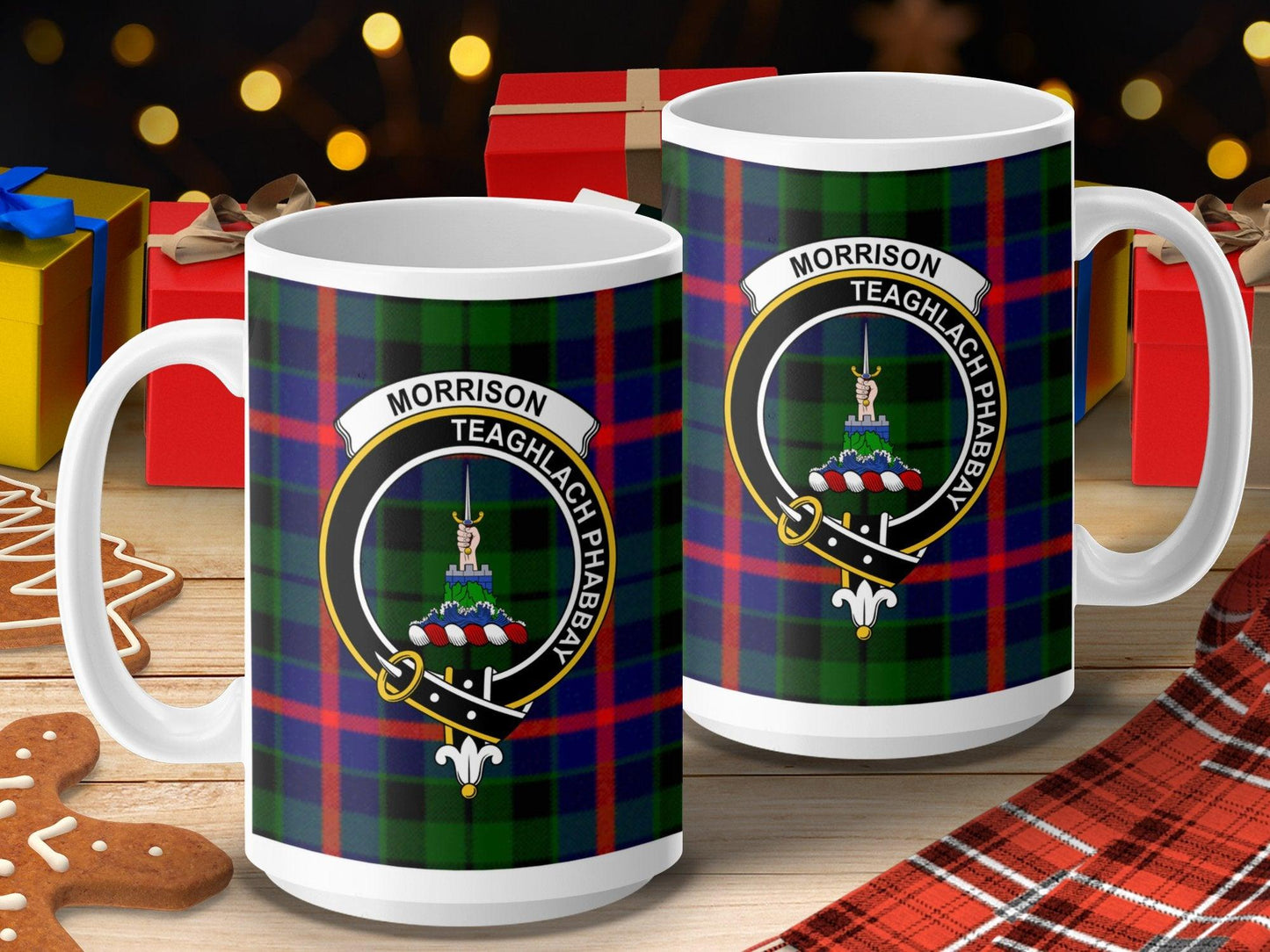 Morrison Clan Crest Tartan Design Ceramic Mug - Living Stone Gifts