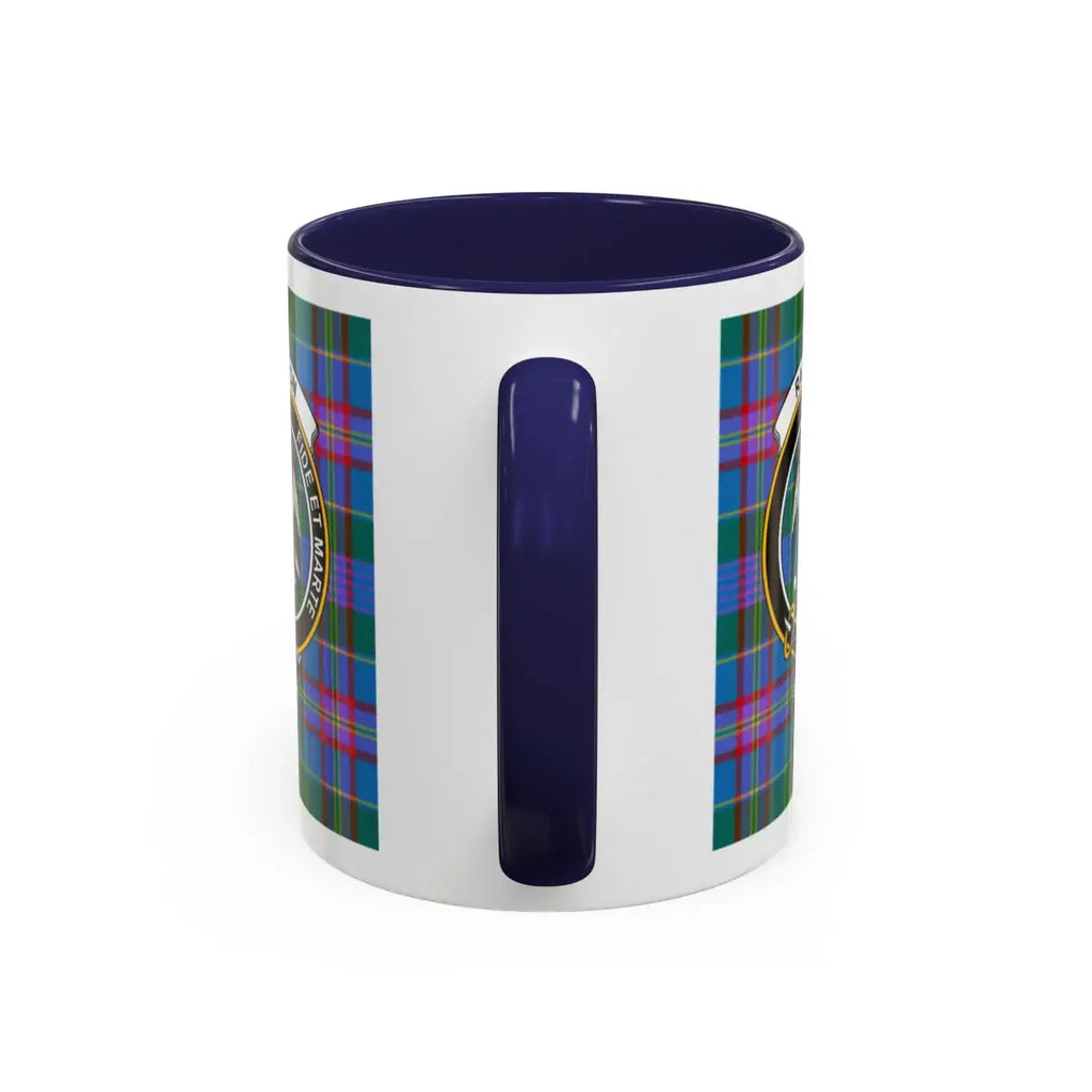 Blue Handle Tartan Plaid Print Mug Scottish-Style