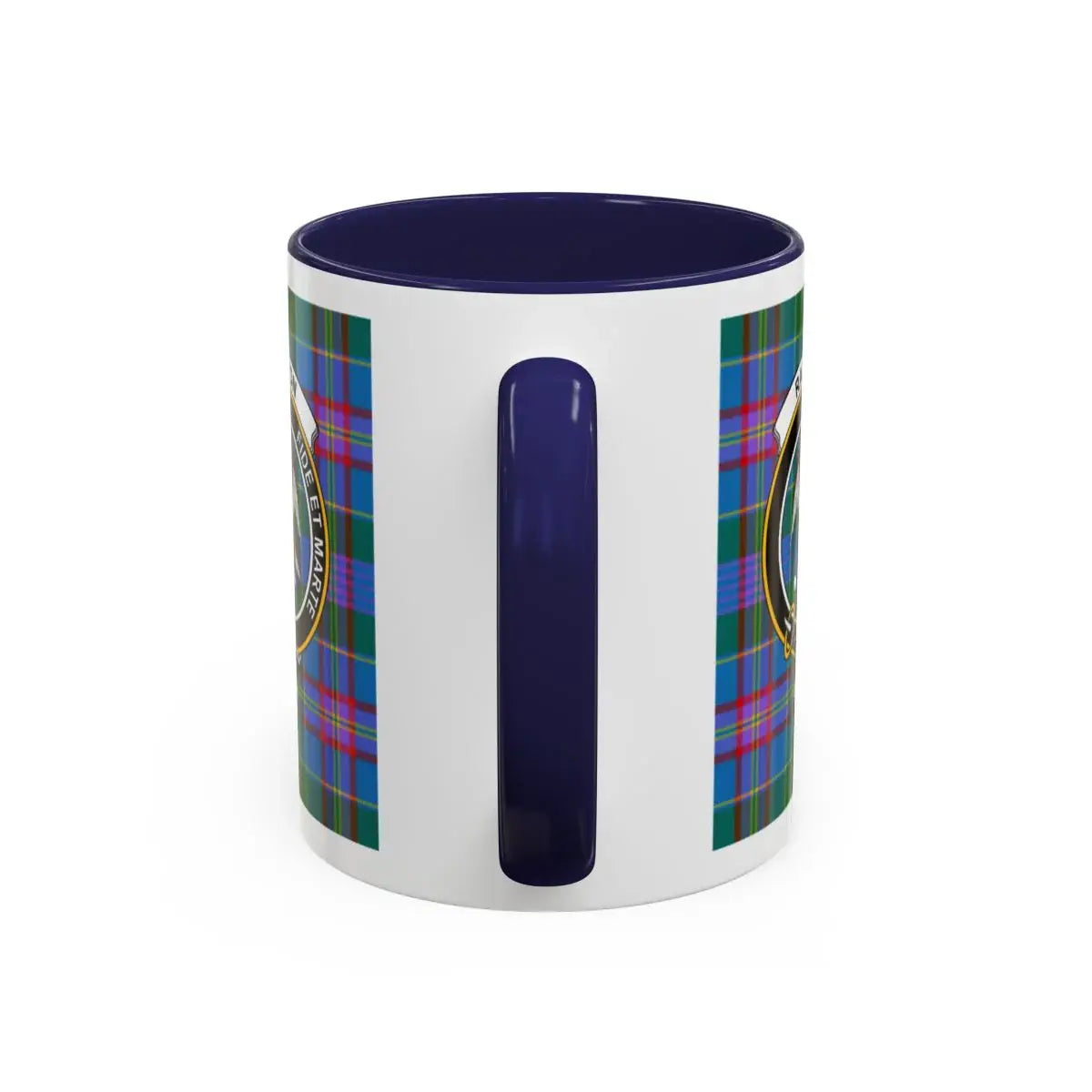 Blue Handle Tartan Plaid Print Mug Scottish-Style