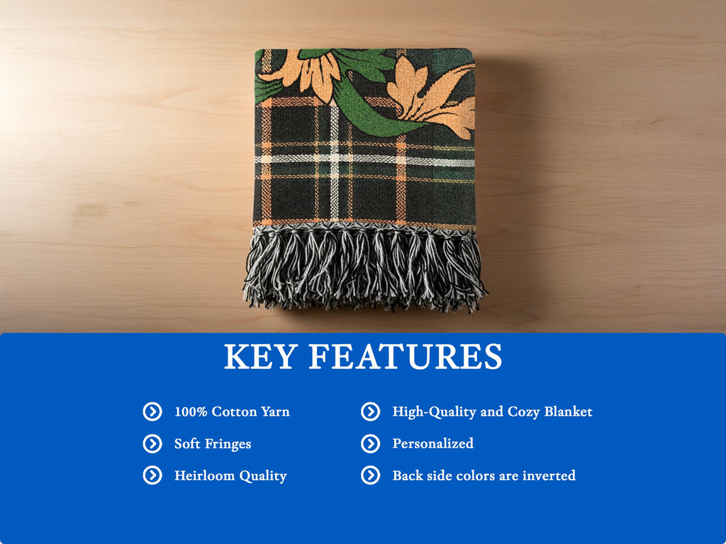 Sweeney woven blanket cotton texture and decorative fringe detail