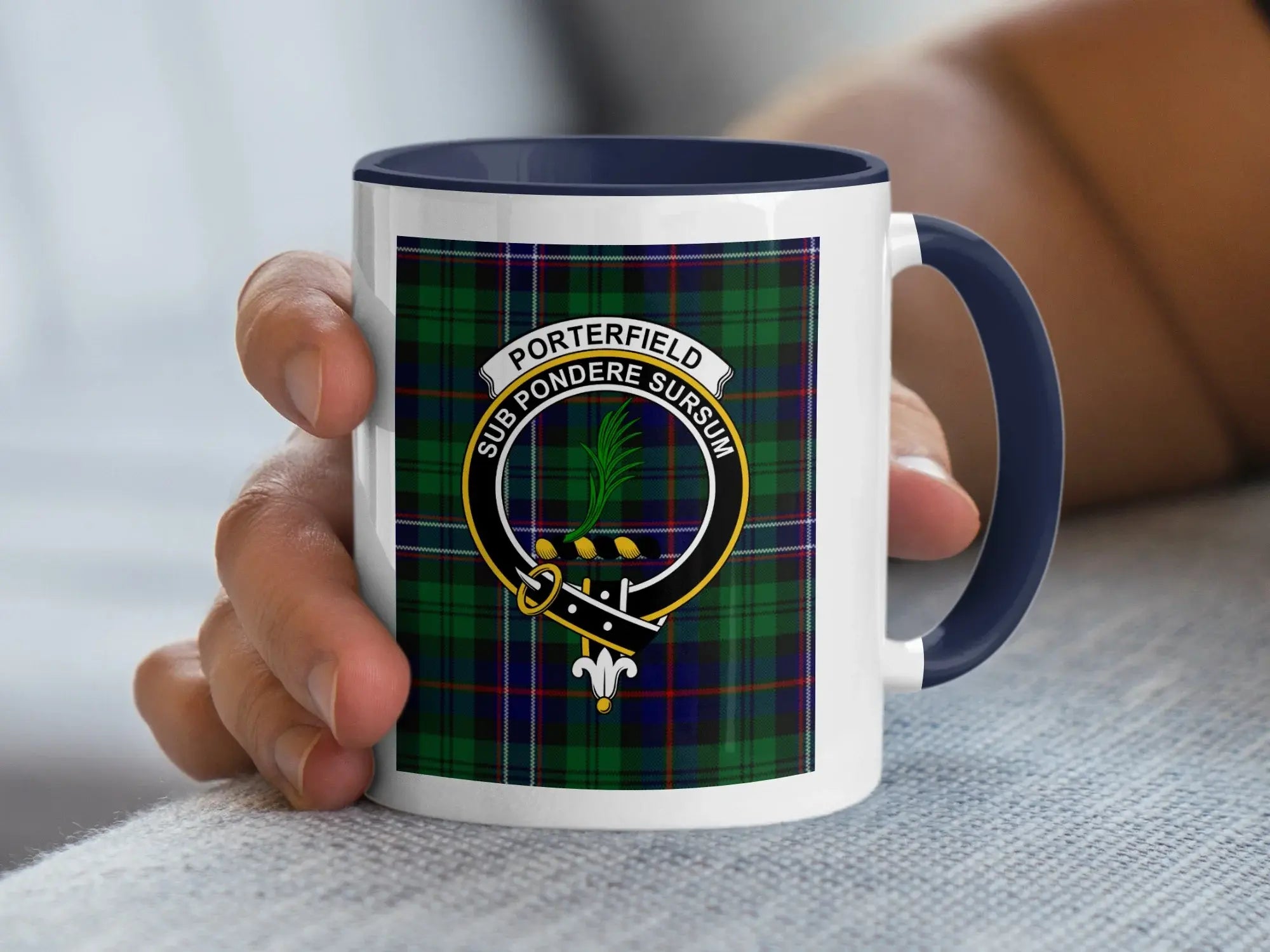 Porterfield Sub Pondere Sursum Plaid Design Mug