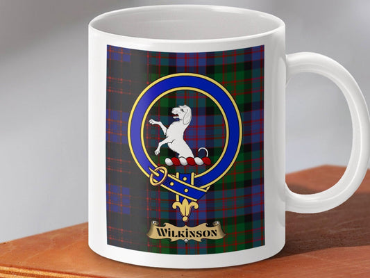 Clan Wilkinson Crest Tartan Mug Unique Coffee Product