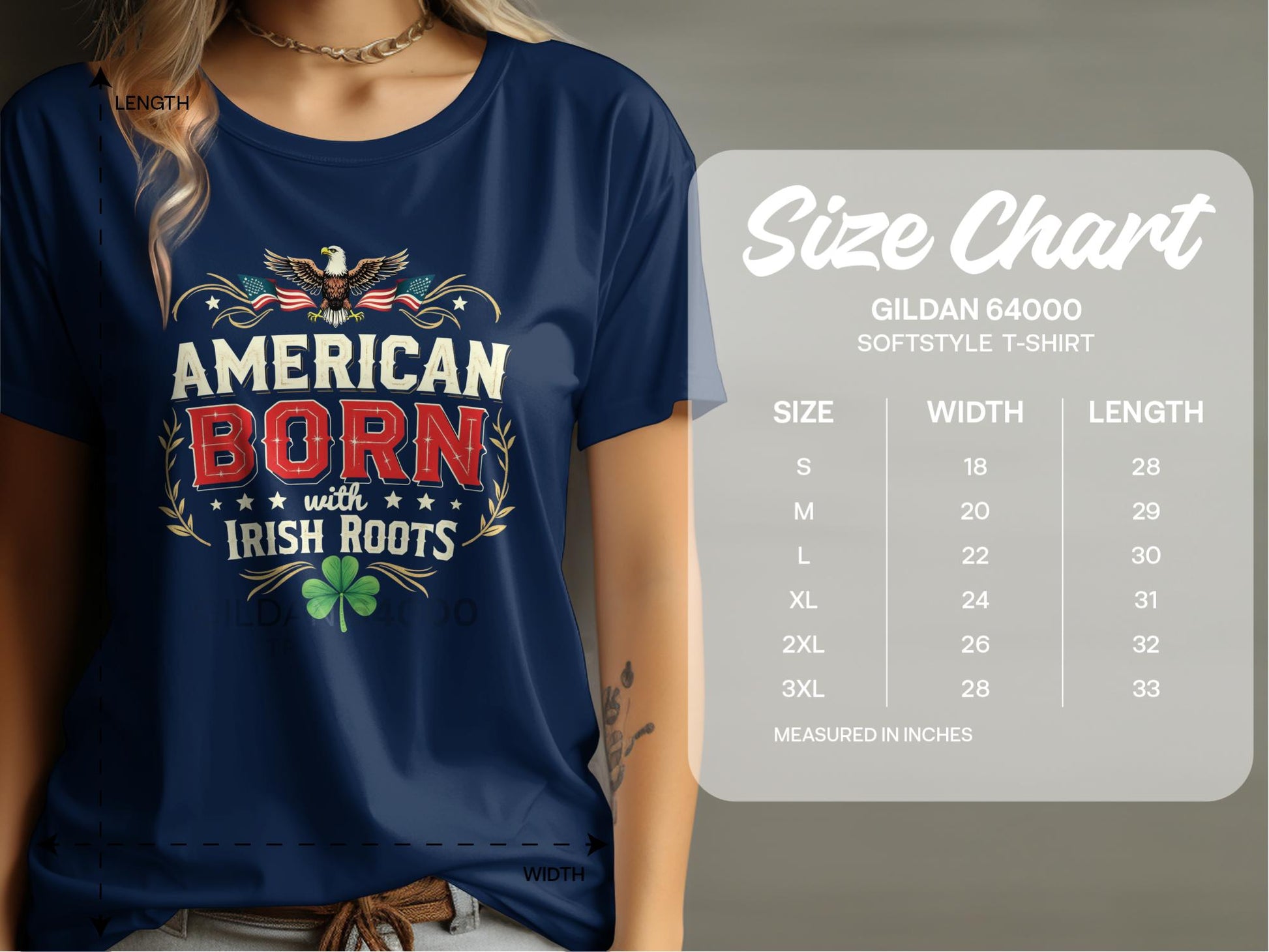 American Born with Irish Roots Graphic Design T-Shirt - Living Stone Gifts