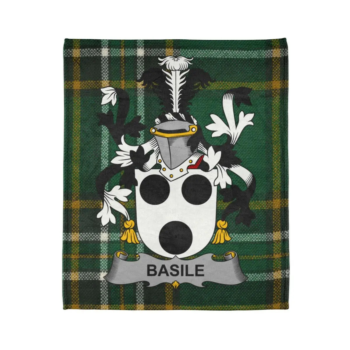 Personalized Basile Family Crest Plaid Blanket product