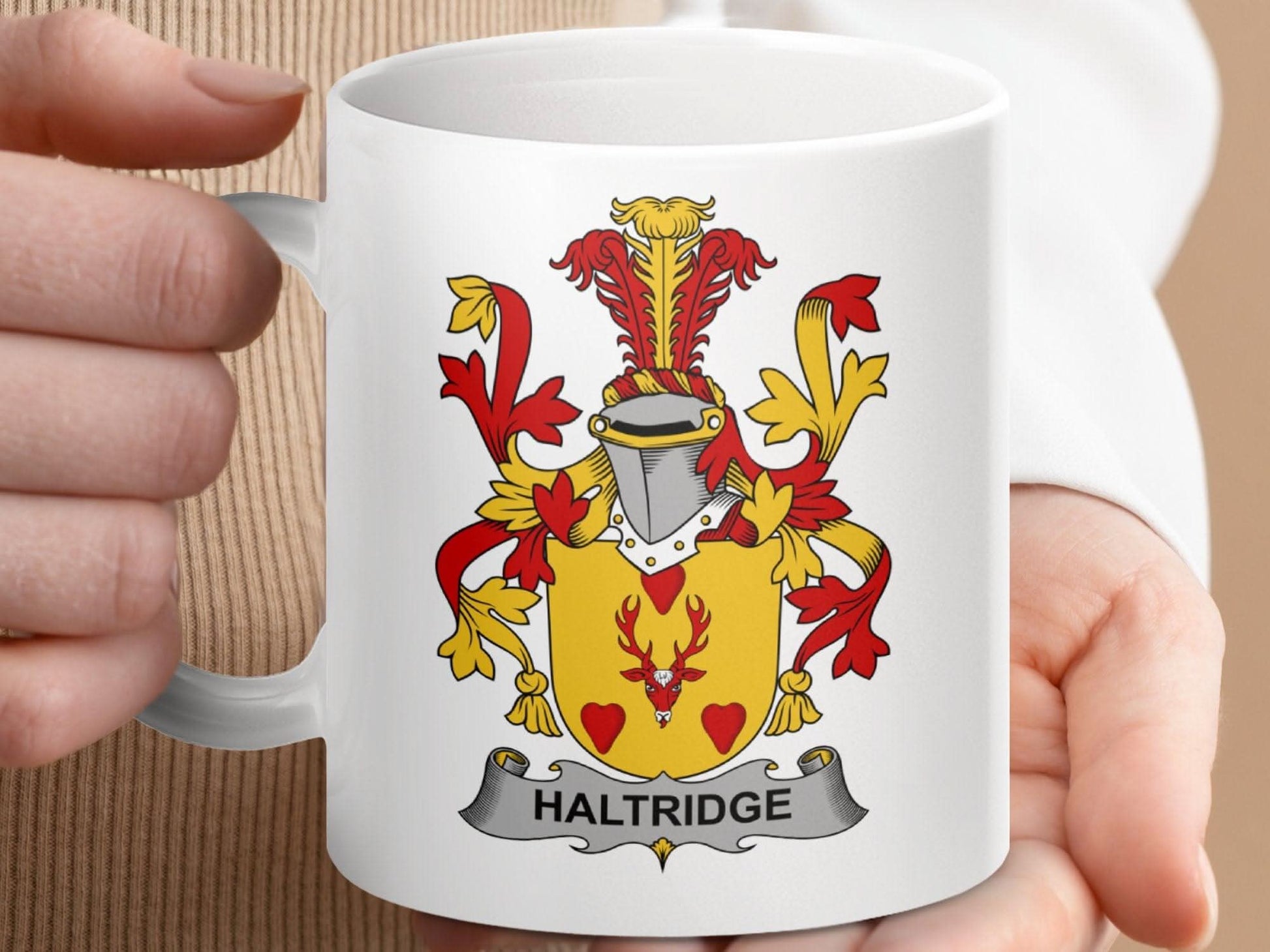 Haltridge Surname Irish Family Crest Unique Design Mug - Celtic Ancestry Gifts