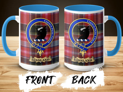 Scottish Clan Bissland Crest Emblem Plaid Pattern Mug - Living Stone Gifts