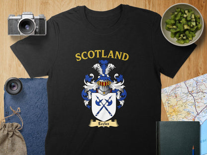 Eccles Clan Family Crest Coat of Arms Scotland T-Shirt - Celtic Ancestry Gifts