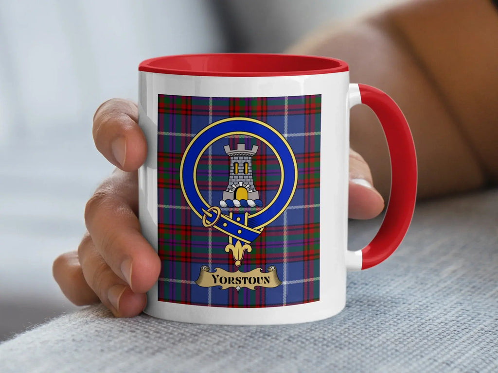Yorstoun family crest ceramic mug for everyday coffee and tea