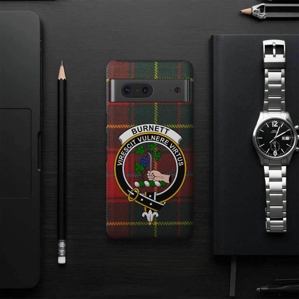 Burnett Scottish crest phone case — tartan wrap print, fits iPhone, Samsung, and Pixel