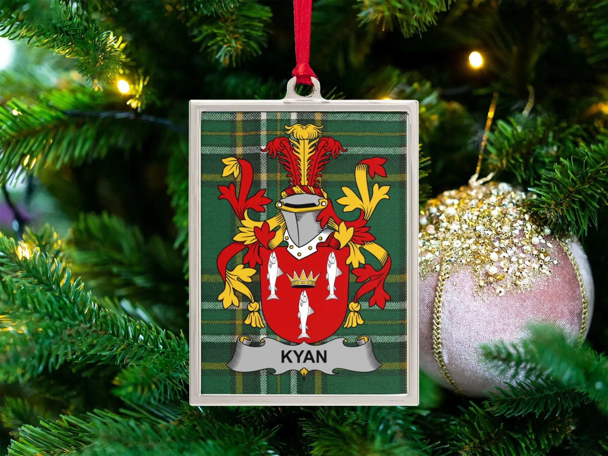 Family Crest Plaid Pattern Christmas Tree Ornament product