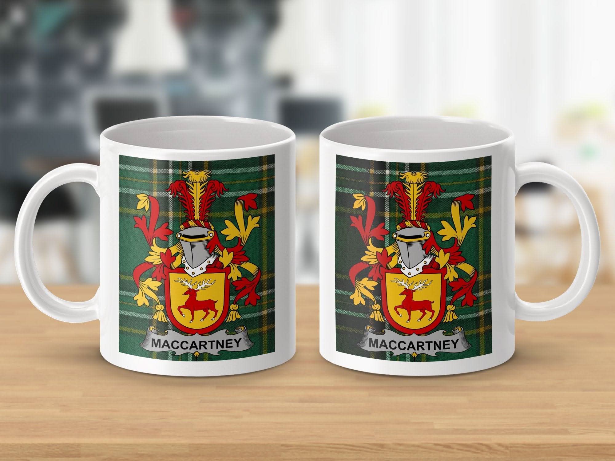 MacCartney Irish Family Crest Irish Tartan Mug - Celtic Ancestry Gifts