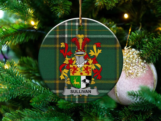 Sullivan Crest Green Tartan Pattern Circle Ornament product type