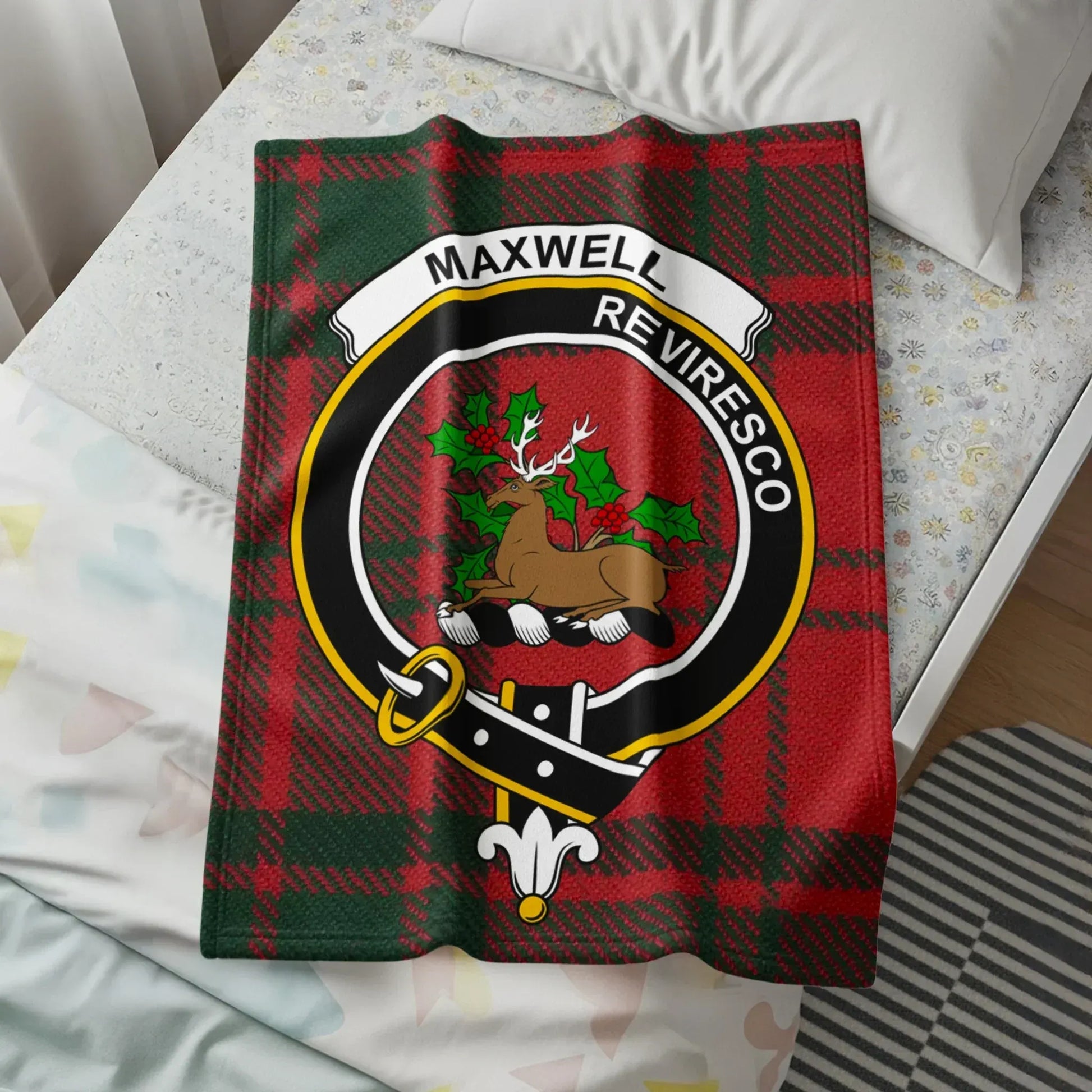 Maxwell Reviresco Tartan Deer Pattern throw blanket product