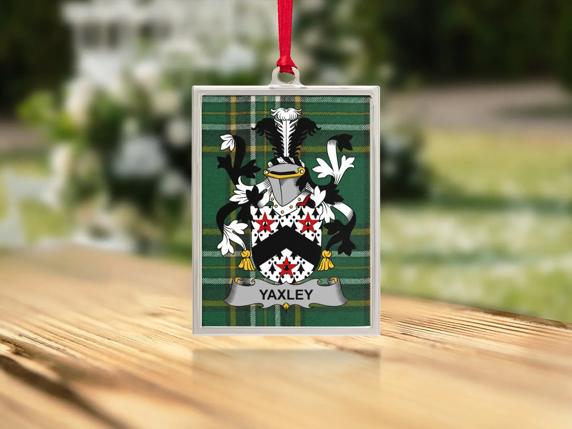 Family Crest Plaid Background Custom Ornament product type