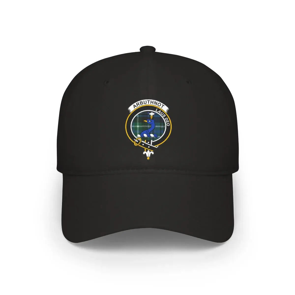 Arbuthnot Crest Black Hat with Embroidered Design