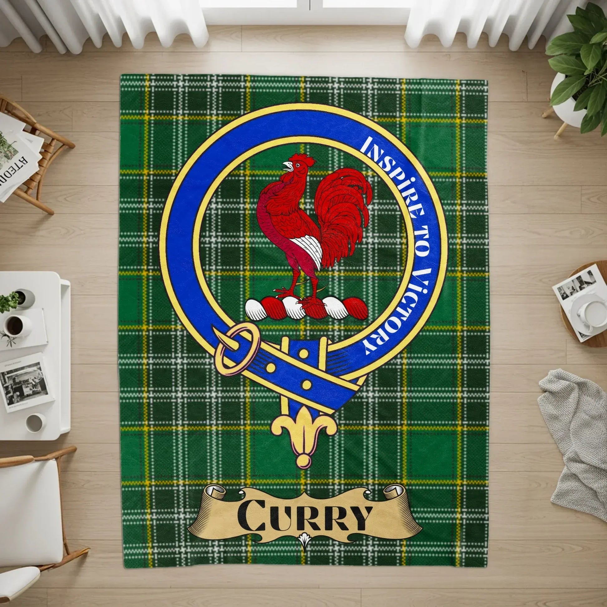 Inspire to Victory Curry Green Tartan Rug product