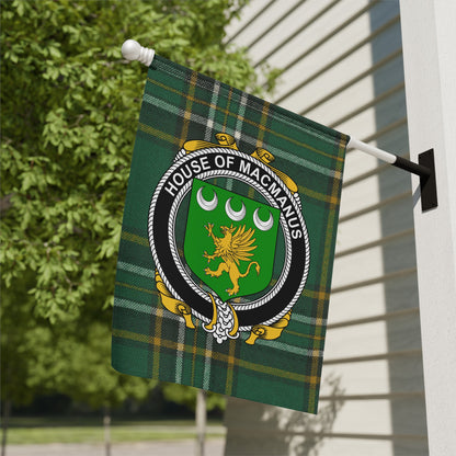 House of MacManus Green Family Crest Garden Flag