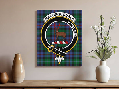 MacQuorquodale Crest Vivat Rex Scottish Tartan Canvas - Celtic Ancestry Gifts