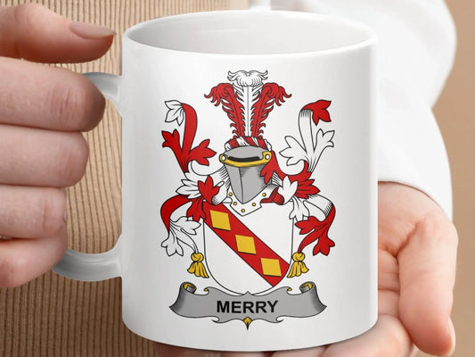 Merry Surname Irish Family Crest Mug - Celtic Ancestry Gifts