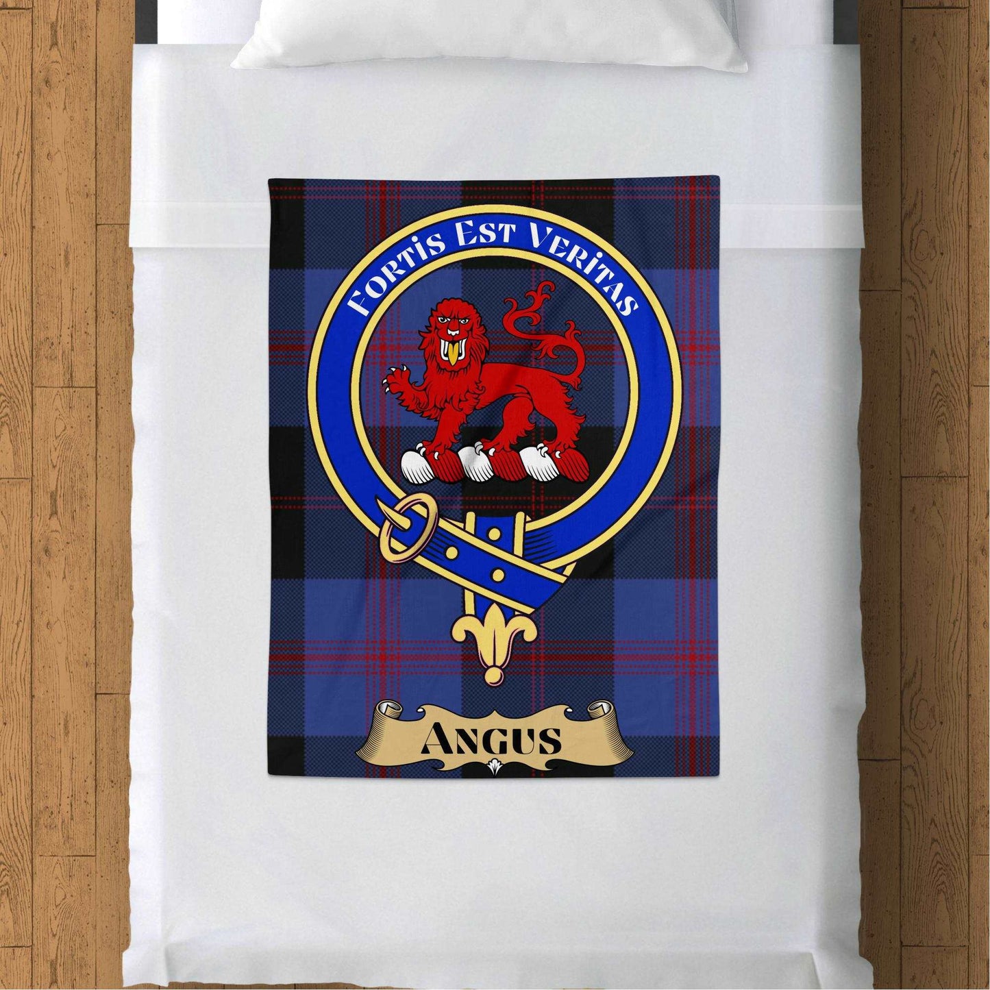 Angus Scottish Tartan Crest Throw Blanket - Living Stone Gifts