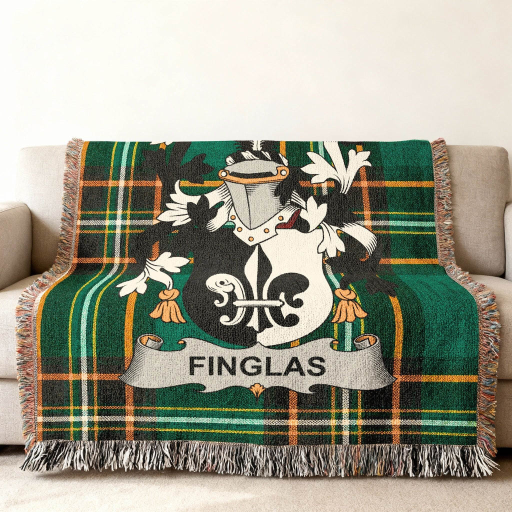 Finglas Family Coat Arms Green Plaid Throw Blanket product type