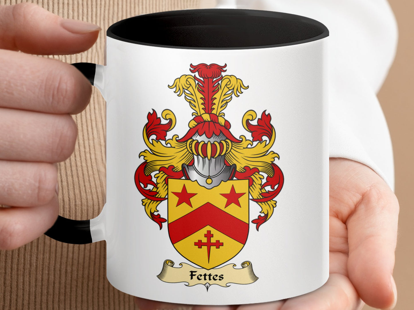 Clan Fettes Scottish Coat of Arms Accent Coffee Mug - Living Stone Gifts