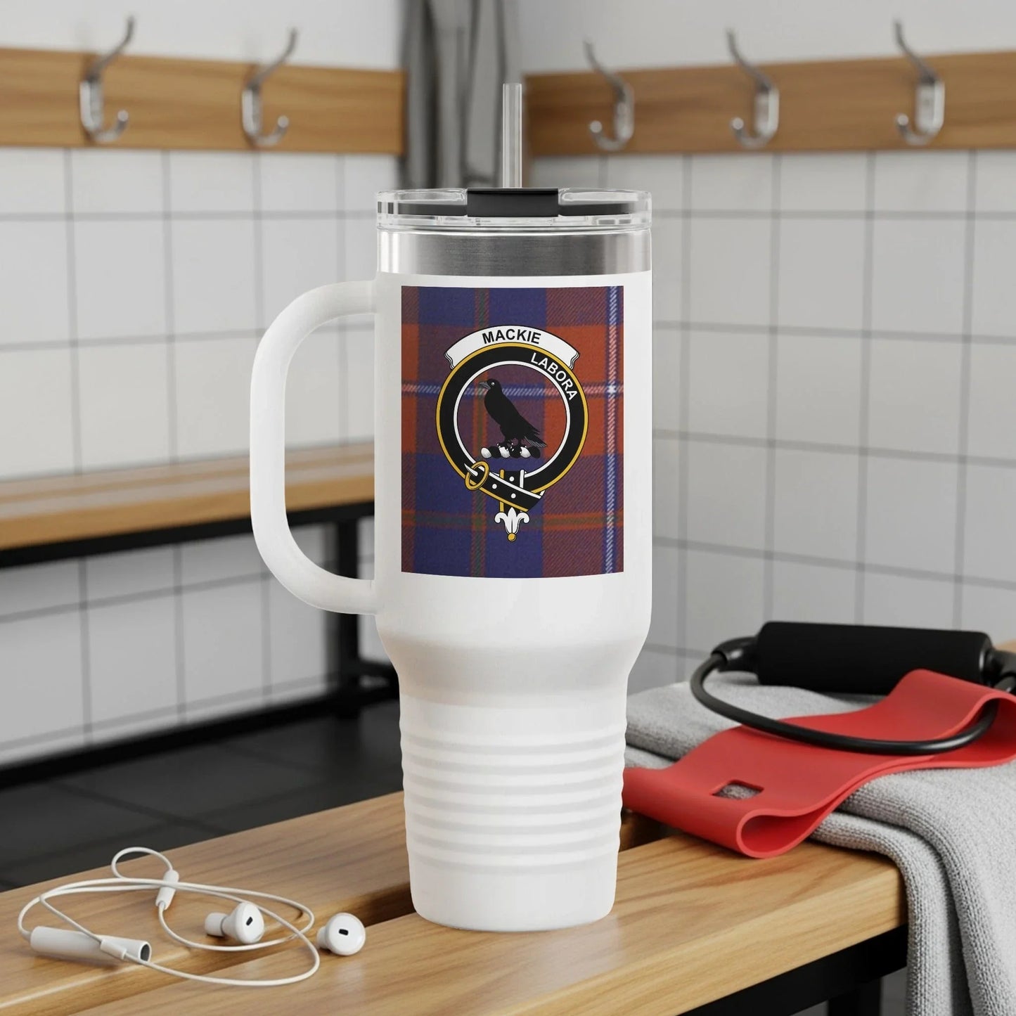 Plaid Insulated Travel Mug with Unique Graphic Design product