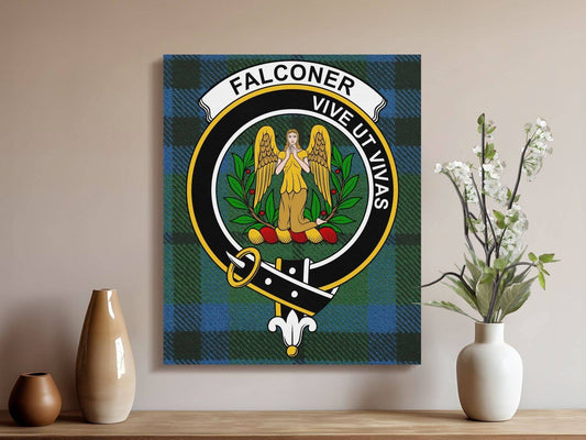 Falconer Scottish Clan Crest Tartan Poster Canvas Wrap - Celtic Ancestry Gifts