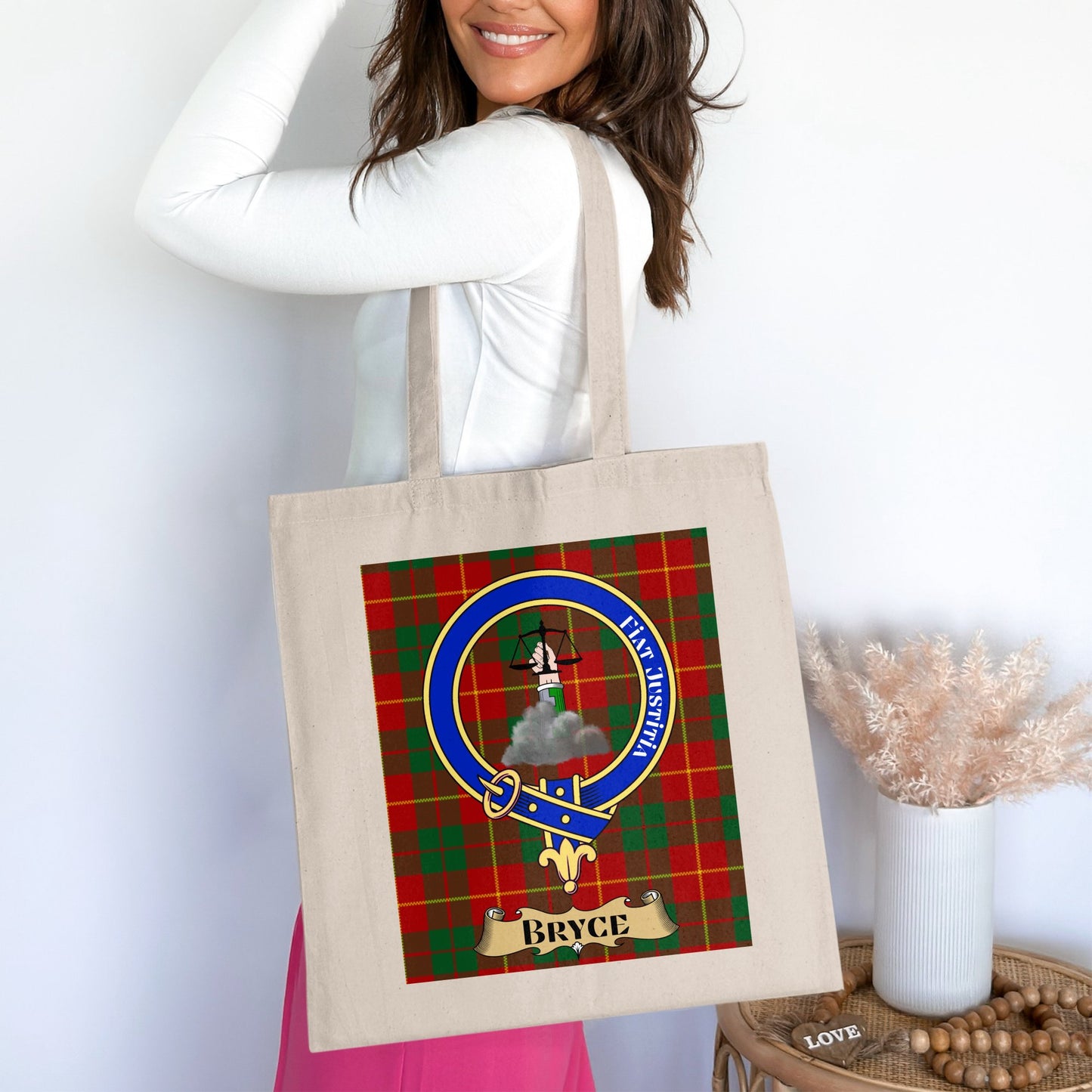 Bryce Clan Crest Scottish Tartan Design Tote Bag - Living Stone Gifts