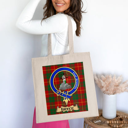 Bryce Clan Crest Scottish Tartan Design Tote Bag - Living Stone Gifts