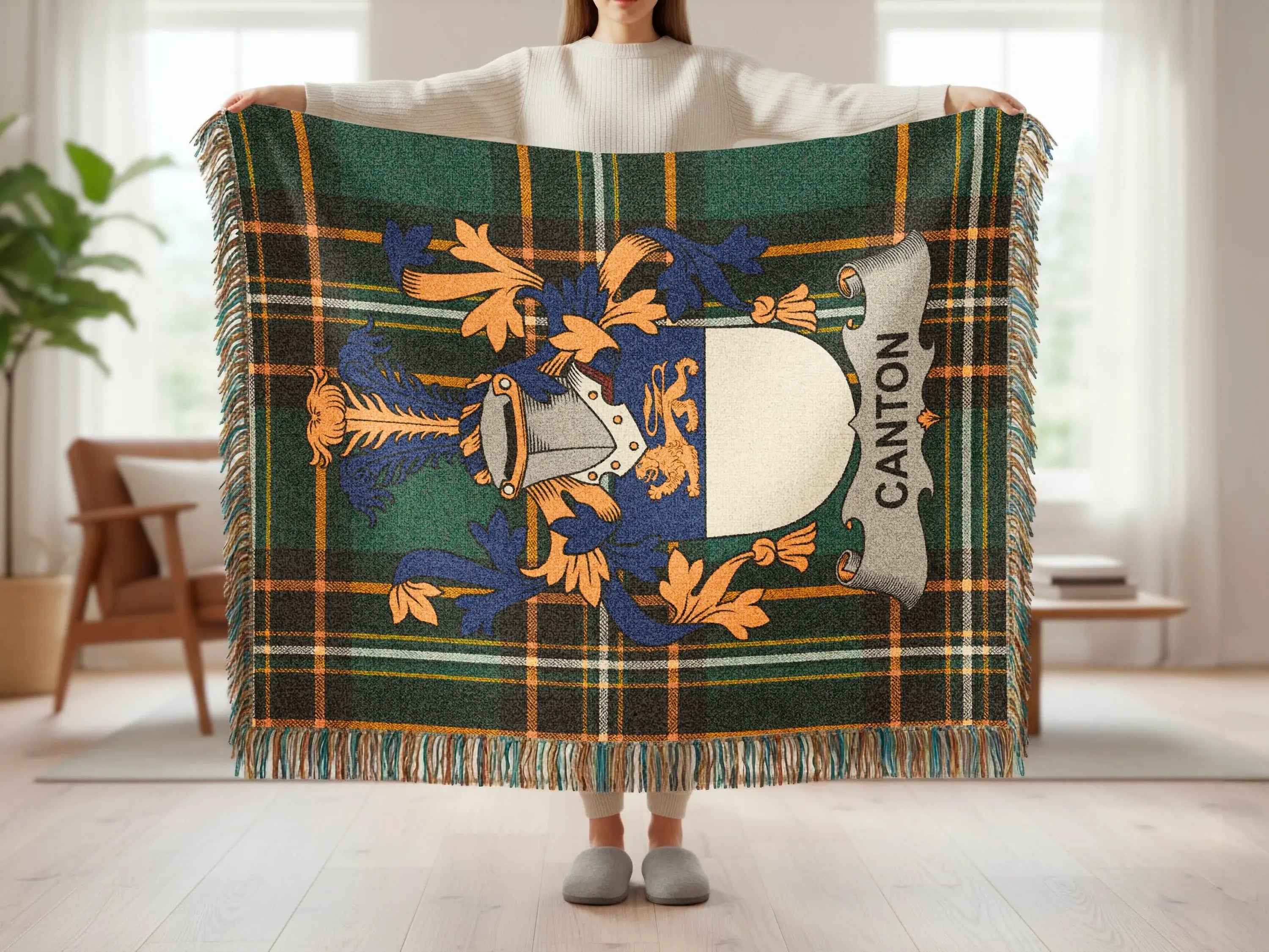 Canton Family Crest Plaid Pattern Blanket product type
